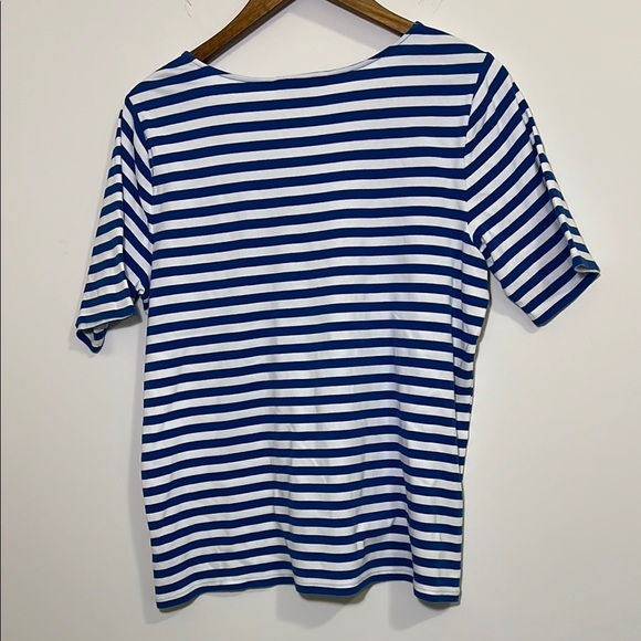 Lauren Ralph Lauren Blue and White Fitted Short Sleeve Tee, Plus Size 1X - Picture 4 of 7